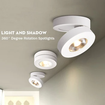 [DBF]ултра тънък 360 - ъглова регулируема повърхностен лампа Downlight тавана лампа 3W 5W 7W LED COB Spot Light AC110/220V тавана лампа