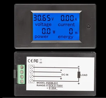 DC 20A LCD Combo Meter Current Voltage KWh Watt Car Battery Pannel Power Monitor