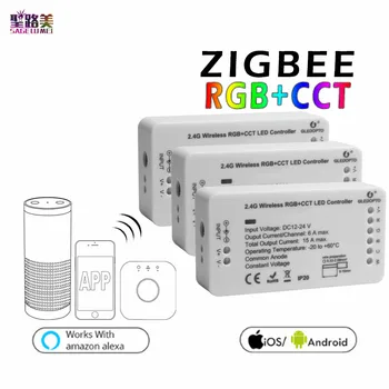 DC12-24V 16million WW / CW контролер zigbee Zigbee RGBW-слаби led контролер RGB + CCT LED strip controller zll app controller