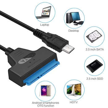 DeepFox External Type C To 2.5 Inch HDD SATA Interface Connect Cable USB 3.1 SATA кабел за преносим компютър