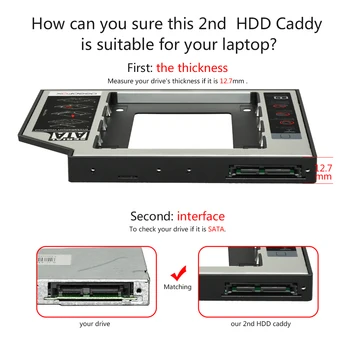 DeepFox SATA 3.0 2nd HDD Caddy 12.7 mm for 2.5