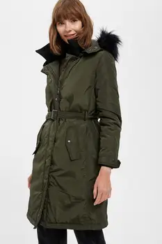 DeFacto зимни дамски палта и якета яка от изкуствена кожа разширен пояс на парка на горно облекло топло мода новия сезон-R1632AZ20WN