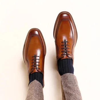 Desai Оксфорд Мъжете Рокля Обувки От Естествена Кожа Италиански Шик Обувки За Мъже Партия Класически Черен Висок Корейски 2020