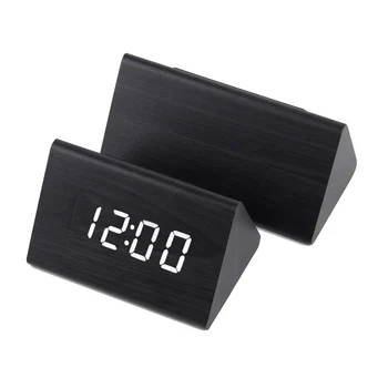 Desktop Decor Sound Control USB Акумулаторна батерия led digital alarm clock, wooden за домашния офис, тенис на детски будилник