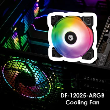 DF-12025-ARGB PWM PC Case Fan 120mm Dual Ball Bearing Addressable RGB Cooling Fan for Air Cooler PC Computer Water Cooling