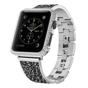 Diamond метален модерен каишка за Apple Watch Band Series 6/SE/5/4/3 жените прекрасна гурме гривна за iWatch 38/42 мм 40/44 мм