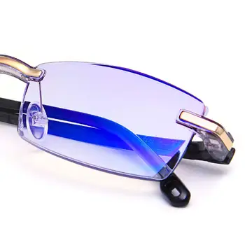 Diamond покритие ултра-леки очила за четене без рамки на жените и мъжете прозрачни лещи анти-Blu-Ray компютърни очила пресбиопия очила R811