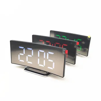 Digital alarm clock извити led дисплей будилник за деца температура спални функция за повторение Настолни часовници Home Decor