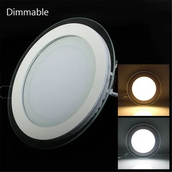Dimmable LED Panel Downlight Square/Glass Round Panel Светлини High Brightness таван с вградени осветителни тела за дома SMD5630 AC85-265V