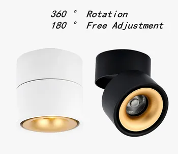 Dimmable LED тавана лампа 12W/18W LED повърхността на тавана лампа downlight лампа, сгъваема и въртящата се на 360 градуса led точков лампа