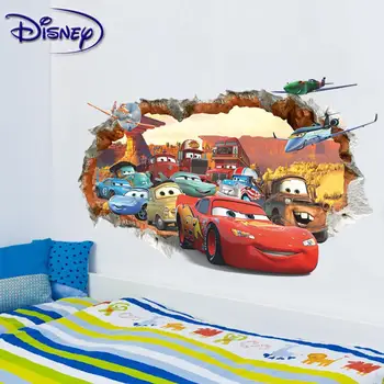 Disney Pixar Cars Lightning McQueen Sticker Mater PVC, водоустойчив самоклеящийся декор спални подарък за рождения си Ден играчка за бебе