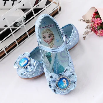Disney детски плоски обувки момичета карикатура принцеса Елза Crystal обувки детски меки подметки на обувки замразени ежедневни обувки