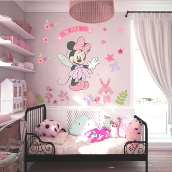 Disney Мини Маус сладък заек стикер за стена за деца, детски аксесоари за спалня хол сладък САМ плакат Начало стикер