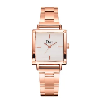 DISU High End Luxury Brand дамски Ръчни часовници мода метала стоманена лента квадратен циферблат качество дамски часовници Часовници Zegarek Damski #A