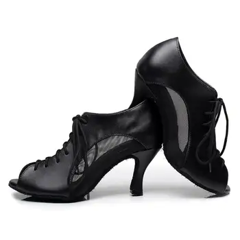 DKZSYIM ladies dance party shoes PU soft bottom + mesh Latin dance shoes ladies salsa dance shoes silver/gold/black ток 6-10 см