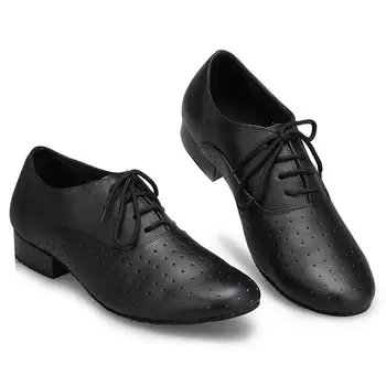DKZSYIM мъжки латиноамерикански танцови обувки черно/бяла бална зала танго танцови обувки-кожени мъжки меки долни джаз обувки 24-28.5 см горещи продажба