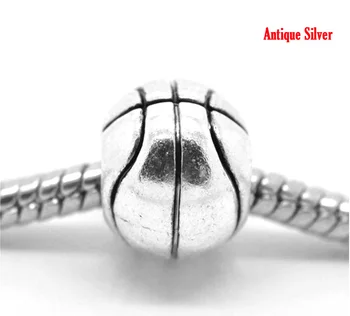 DoreenBeads Silver Color European Basketball Charm Beads 11x10mm(3/8