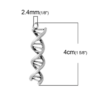 DoreenBeads Чар окачване ДНК ген спирала сребрист цвят 40мм. x 10мм, 10 бр