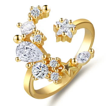 Dropshipping Hot Adjustable Ring gold Бохемска Copper Zircon CZ пръстени за жени страна на сватбени декорации подарък ins хип-хоп