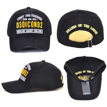 Dsq2 brand hat нов мъжки шапки с високо качество памук унисекс регулируеми шапки икона писмо черна капачка за мъже