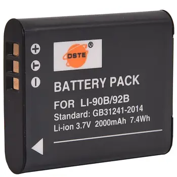 DSTE 2PCS LI-90B Battery with Dual LCD Battery Charger Kit for Olympus Tough TG-6 TG-1 iHS TG-2 TG-3 TG-3 TG-5 Camera