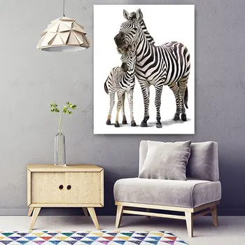 Embelish Hot Selling Two Zebras Стара Animals акварели стенни картини модерен начало декор HD платно маслена живопис плакати спални