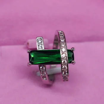 Emerald диамант сребърен цвят S925 пръстен Bague Etoile Anillos De Bizuteria годежен пръстен за сватба жени бижута тюркоазено пръстен