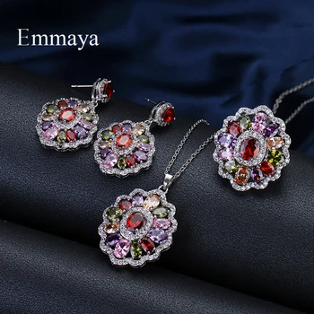 Emmaya Brand Luxury Elegance Charm AAA Cubic Multicolor Zircon Two Colors огърлица комплекти за жени-популярните сватбени бижута подарък