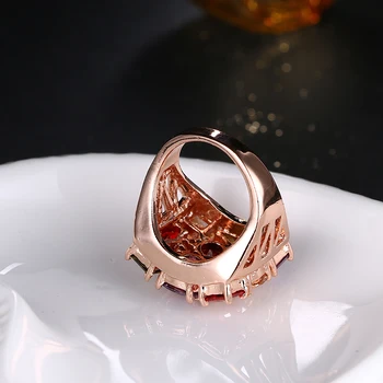 Emmaya Fashion Rose Gold Color Colorful AAA Zircon Wedding Bijoux Square Rings Jewelry For Women Gift Party