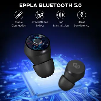 Eppla сладък отговарят на 100 истинските безжични слушалки IPX6 водоустойчиви слушалки в ушите, Bluetooth с ниско закъснение гейм слушалки тип C Funcl