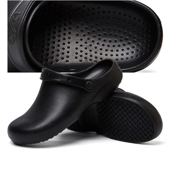 EVA мъжете готвач обувки, дишаща нескользящая Маслозащищенная мъжки кухненски обувки медицинска работна обувки градина водоустойчиви защитни обувки черен
