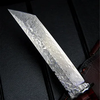 (EVERRICHE )Дамасский самурайски меч 60HRC остър походный нож, ловен нож тактика Дамасский близък Бой меч