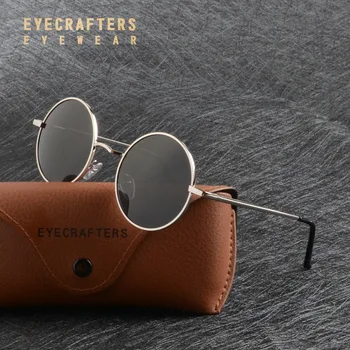 Eyecrafters steampunk кръгли поляризирани очила на Мъже, Жени UV400 цвят сребрист метал ретро винтидж слънчеви очила и огледало gafas de sol