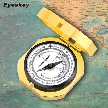 Eyeskey Multifuction Navigation Metal Gold Compass Ръчно Лесен Ловен Къмпинг Геоложки Джобен Компас