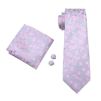 FA-1049 мъжки вратовръзки сиво цвете от коприна жаккардовый маточната вратовръзка кърпичка копчета за ръкавели, определени вратовръзка за мъжете Бизнес сватба Безплатна доставка