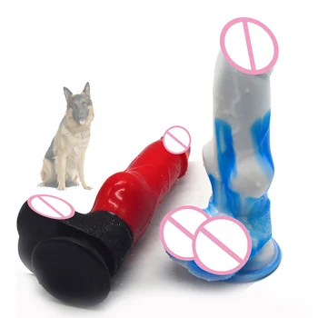 FAAK силиконови животни вибратор голям член женски Masurbator клитора масаж куче вибратори, секс играчки, цветни пенис с вендузата играчки за възрастни