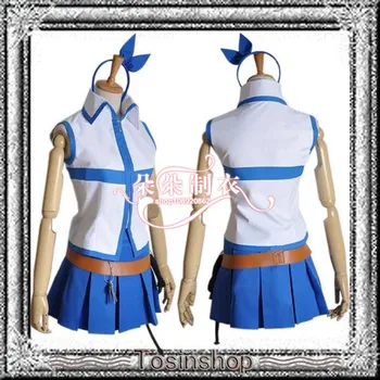 Fairy Tail Lucy Heartfilia cosplay костюм по поръчка риза, пола колани лък