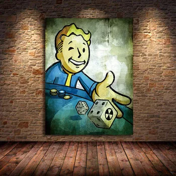 Fallout 3 4 игри плакат на стената на изкуството, платно плакат и печат на платно декоративна живопис за спални фигура ядрото Wallsticker без рамка