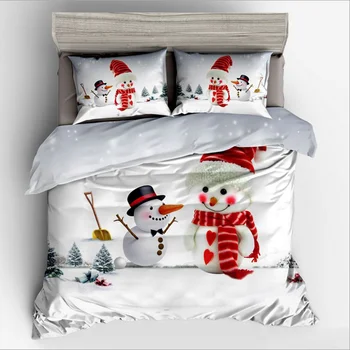 Fanaijia 3d Коледа легла queen размер децата Коледа, снежен човек чаршаф с наволочками спално бельо утешителят, определени