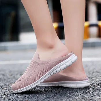 Fashion New Casual Slip On Half Shoes For Women 2020 Дишаща Lightweight Woman Flats Chaussure Zapatillas De Mujer Deportiva