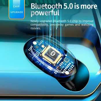 FDGAO TWS Bluetooth 5.0 слушалки Безжични слушалки сензорно управление водоустойчив 9D стерео спорт детска слушалки led дисплей с микрофон