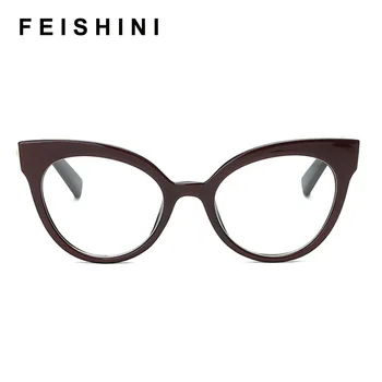 Feishini 2020 Vintage Glasses Frame Women Cat eye Brand Clear TR90 оптични рамки за очила дамски късогледство розови очила Мода