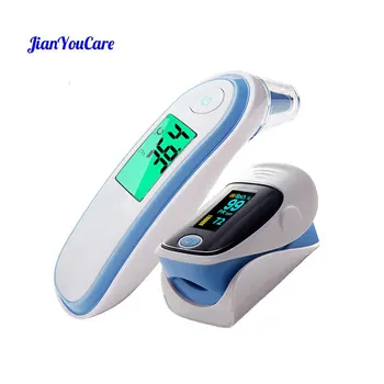 Fingertip Pulse Spo2 PR Oximeter & Body Medical Ear & forhead Инфрачервен термометър цифров преносим Семеен пакет от здравни