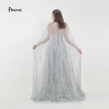 Finove Evening Dress 2020 Long New Elegant Fully Beaded Floor Length O образно деколте и плащом официални вечерни дамски рокли Robe de soiree