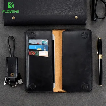 FLOVEME 5.5 inch Портфейла Bag Case For Samsung S8 S9 S6 S7 edge Cover класически кожен калъф за iPhone X 8 6 s 7 Плюс 5 5S se Case
