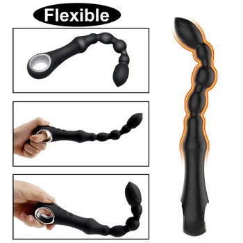 FLXUR 10 режим на отопление анален вибратор дълги мъниста масажор на простатата USB зареждане гъвкава анален накрайник стимуланти, секс играчки за мъже жени