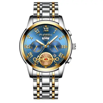 Fngeen мъжки часовник 2020 високо качество неръждаема стомана 30 м водоустойчив часовник бизнес кварцов мъжки часовник двоен луксозен календар човек