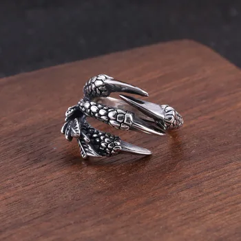 FNJ 925 сребърен пръстен Орлиная Лапа нова мода оригинален S925 стерлинги сребърни пръстени за жени, мъже бижута регулируем размер