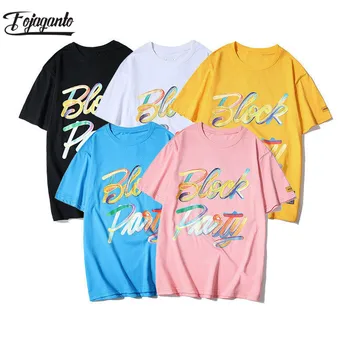 FOJAGANTO модната марка Майк мъжете лято мъжки градинска хип-хоп печат мъжка тениска памук За-образно деколте тениски топ