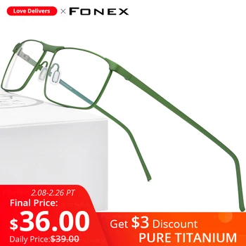 FONEX Pure Titanium Glasses Frame Men Square Eyewear 2020 New Male Full Рецепта Optical Късогледство Korean Eyeglasses Frame 8550